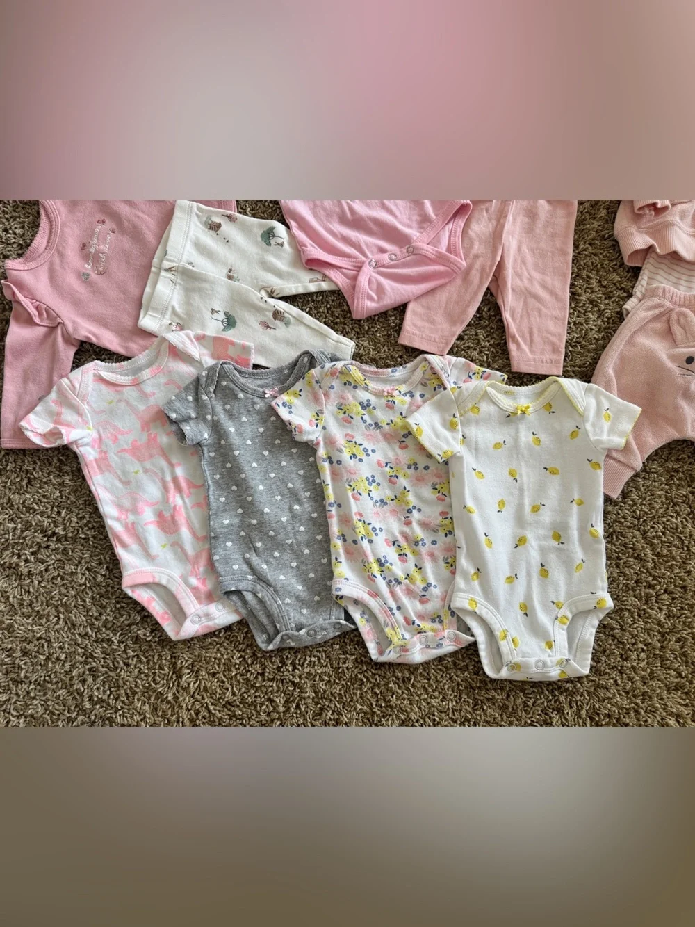 Assorted Pink & Neutral Baby One-Piece Bundle - Soft Long & Short Sleeve Styles